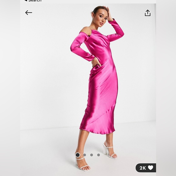 ASOS one shoulder maxi dress in pink - Picture 3 of 3